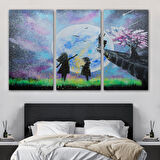 Gece Ay'ı İzleyen Çocuklar Duvar Tablosu-3470