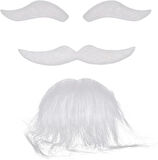 Nessiworld Beyaz Renk Kendinden Yapışkanlı Takma Sakal Bıyık ve Kaş Seti