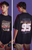 Şimşek McQueen 95 Sırt Baskılı Tshirt, Erkek-Kadın Oversize Lightning McQeen Yazılı Tişört