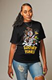 Looney Tunes Yazılı Tshirt, Erkek-Kadın Çizgi Film Karakterleri Baskılı Tişört