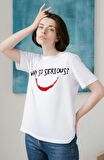 Why So Serious?  Baskılı T-shirt, Unisex Joker Film Temalı Tişört