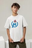 Captan America Sırt Baskılı Tişört, Erkek-Kadın Marvel Film Temalı T-Shirt