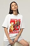 Unisex Michael Jordan Air 23 Baskılı T-shirt, Erkek-Kadın Basketbol Temalı Tişört