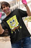 Kravatlı Sünger Bob Baskılı Tişört, Erkek-Kadın Sponge Bob Baskılı T-Shirt
