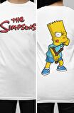 The Simpsons Sırt Baskılı T-shirt, Erkek-Kadın Yaramaz Bart Simpson Sırt Baskılı Tişört
