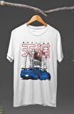Unisex Street Mavi Nissan Skyline GT-R R34 Baskılı T-shirt, Araba Yarış Temalı Baskılı Tişört