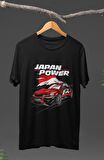 Unisex Japan Power Mitsubishi Evo Baskılı T-shirt, Araba Yarış Temalı Baskılı Tişört