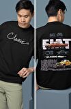 Oversize Fiat Classic Sırt Baskılı Tişört, Erkek-Kadın Araba Temalı Couple T-shirt