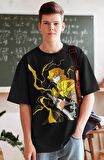 Oversize Demon Slayer Zenitsu Karakteri Baskılı T-shirt, Unisex Anime Baskılı Tişört