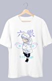 Oversize Jujutse Kaisen Six Eyes Gojo Baskılı T-shirt, Unisex Anime Baskılı Tişört