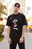 Oversize Sylvester Baskılı Çift Tişört, Unisex Çizgi Film Karakter Baskılı T-Shirt