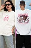 Oversize One Piece Doflamingo Sırt Baskılı T-shirt, Unisex Anime Baskılı Tişört