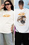 Oversize One Piece Fire Fist Ace Sırt Baskılı T-shirt, Unisex Anime Baskılı Tişört