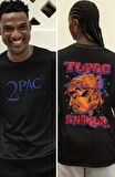 Oversize 2Pac Shakur Sırt Baskılı T-shirt, Unisex Tupac Rap Music Tişört