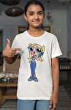 Powerpuff Girls Bubbles Baskılı Kız Çocuk Tişört, Çizgi Film Baskılı Kız Bebek T-Shirt