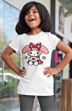 Kalpli Melody Baskılı Kız Çocuk Tişört, Hello Kitty Melody Baskılı Kız Bebek T-Shirt