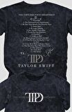 Unisex Taylor Swift TTPD Albüm Şarkıları Sırt Baskılı Yıkamalı Oversize Tişört