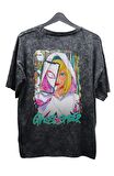 Unisex V2 Ghost Spider Baskılı Yıkamalı Tişört, Oversize Marvel Comics Baskılı Eskitme T-Shirt