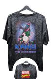 Unisex Kang The Conqueror Baskılı Yıkamalı Tişört, Oversize Marvel Comics Baskılı Eskitme T-Shirt