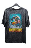 Unisex V2 Wolverine EX Baskılı Yıkamalı Tişört, Oversize Marvel Comics Baskılı Vintage T-Shirt