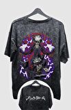 Oversize Black Clover Asta V4 Sırt Baskılı Yıkamalı T-Shirt, Unisex Anime Baskılı Eskitme Tişört