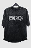 Oversize One Piece Sabo V2 Sırt Baskılı Yıkamalı T-Shirt, Unisex Anime Baskılı Retro Tişört