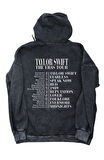 Unisex Taylor Swift Eras Tour Sırt Baskılı Kapüşonlu Yıkamalı Sweatshirt, Oversize Vintage Hoodie