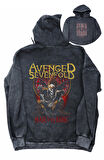 Unisex Avenged Sevenfold Sırt Baskılı Kapüşonlu Yıkamalı Sweatshirt,Oversize Rock Band Baskı Hoodie