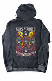 Unisex Guns N'Roses Sırt Baskılı Kapüşonlu Yıkamalı Sweatshirt, Oversize Rock Band Baskılı Hoodie