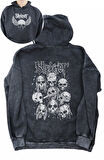 Unisex Slipknot Sırt Baskılı Kapüşonlu Yıkamalı Sweatshirt, Oversize Rock Band Baskı Vintage Hoodie