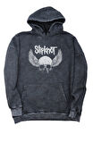 Unisex Slipknot Sırt Baskılı Kapüşonlu Yıkamalı Sweatshirt, Oversize Rock Band Baskı Vintage Hoodie