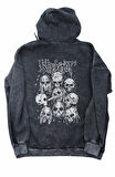 Unisex Slipknot Sırt Baskılı Kapüşonlu Yıkamalı Sweatshirt, Oversize Rock Band Baskı Vintage Hoodie