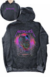 Unisex Vintage Metallica Sırt Baskılı Kapüşonlu Yıkamalı Sweatshirt,Oversize Rock Band Baskı Hoodie