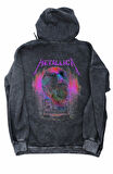 Unisex Vintage Metallica Sırt Baskılı Kapüşonlu Yıkamalı Sweatshirt,Oversize Rock Band Baskı Hoodie
