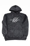Unisex Itachi Uchiha Sırt Baskılı Kapüşonlu Yıkamalı Sweatshirt,Oversize Anime Naruto Temalı Hoodie