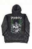 Unisex Levi Sırt Baskılı Kapüşonlu Yıkamalı Sweatshirt, Oversize Anime Attack On Titan Hoodie