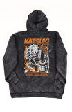 Unisex MHA Katsuki Bakugo Sırt Baskılı Kapüşonlu Yıkamalı Sweatshirt, Oversize Anime Temalı Hoodie