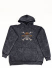 Unisex Mugiwara Sırt Baskılı Kapüşonlu Yıkamalı Sweatshirt, Oversize One Piece Anime Vintage Hoodie