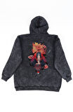Unisex Naruto Itachi Sırt Baskılı Kapüşonlu Yıkamalı Sweatshirt, Oversize Anime Temalı Retro Hoodie