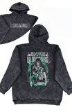 Unisex Bleach Ulquiorra Schiffer Sırt Baskılı Kapüşonlu Yıkamalı Sweatshirt, Oversize Anime Hoodie