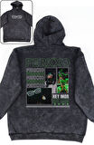 Oversize Feid Ferxxo Sırt Baskılı Kapüşonlu Yıkamalı Sweatshirt, Unisex Rapper Temalı Retro Hoodie