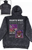 Unisex Graduation Albüm Sırt Baskılı Kapüşonlu Yıkamalı Sweatshirt, Oversize Kanye West Hoodie