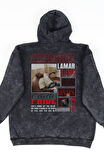 Unisex Kendrick Lamar Sırt Baskılı Kapüşonlu Yıkamalı Sweatshirt, Oversize Rapper Temalı Hoodie