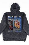 Unisex Mac Miller Sırt Baskılı Kapüşonlu Yıkamalı Sweatshirt, Oversize Şarkıcı Temalı Retro Hoodie