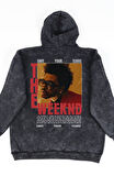 Unisex The Weeknd Sırt Baskılı Kapüşonlu Yıkamalı Sweatshirt,Oversize Şarkıcı Temalı Vintage Hoodie