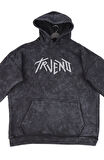 Unisex Trueno Sırt Baskılı Kapüşonlu Yıkamalı Sweatshirt, Oversize Rapper Temalı Vintage Hoodie