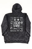 Unisex Sza Sırt Baskılı Kapüşonlu Yıkamalı Sweatshirt, Oversize Sos Sza Yazılı Vintage Hoodie