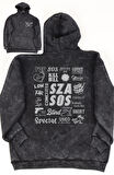 Unisex Sza Sırt Baskılı Kapüşonlu Yıkamalı Sweatshirt, Oversize Sos Sza Yazılı Vintage Hoodie