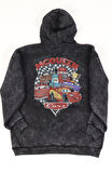 Unisex Cars Yazılı Sırt Baskılı Kapüşonlu Yıkamalı Sweatshirt,Oversize Şimşek Arabalar Retro Hoodie