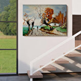 Sonbahar Köy Manzarası Dekoratif Duvar Tablosu-3473